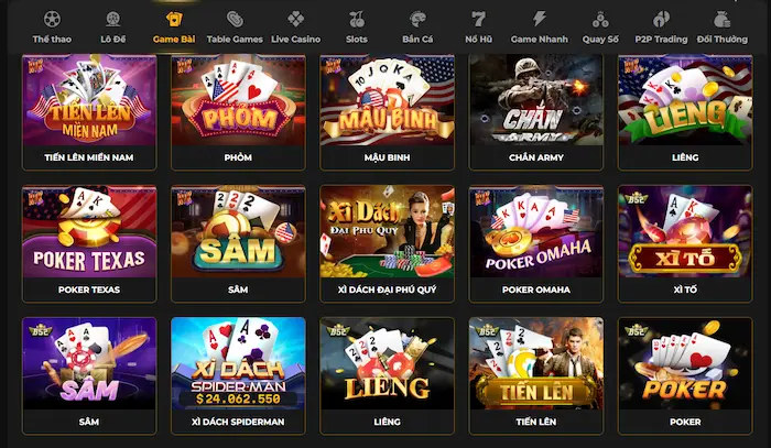 Game bài tại Debet đa dạng